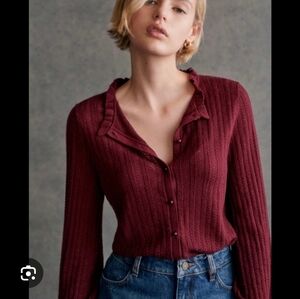 Sezane Louis Cardigan Burgundy - Size M